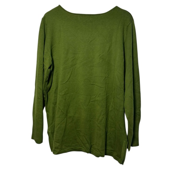 Bob Mackie Wearable Art Butterfly Embroidered Long Sleeve Tunic Green Size XL - Picture 4 of 4